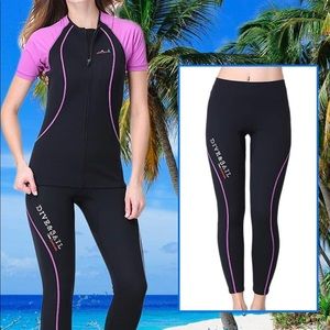 DIVE&SAIL Women Full Length Pant Black 1.5mm UV-Protective Swim Pant Large-EUC